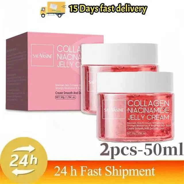 50g Collagen Niacinamide Jelly Cream Deep Moisturizing Pore Shrinking Brightening Niacinamide Gel  Lifting Firming Face Skin Car