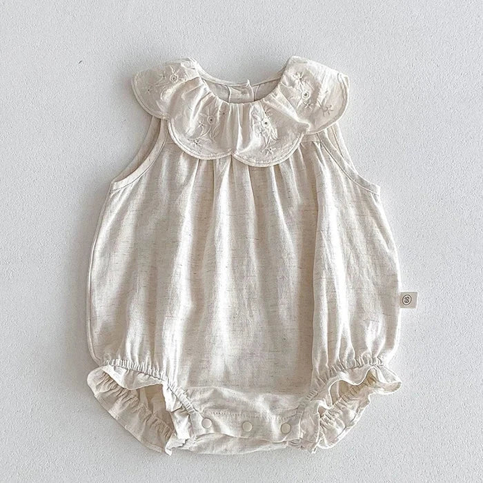 2024 New Summer Toddler Baby Girls Jumpsuit Sleeveless Cotton Solid Color Newborn Baby Girls Romper 0-24M Children Clothes - AMULET RING STORE