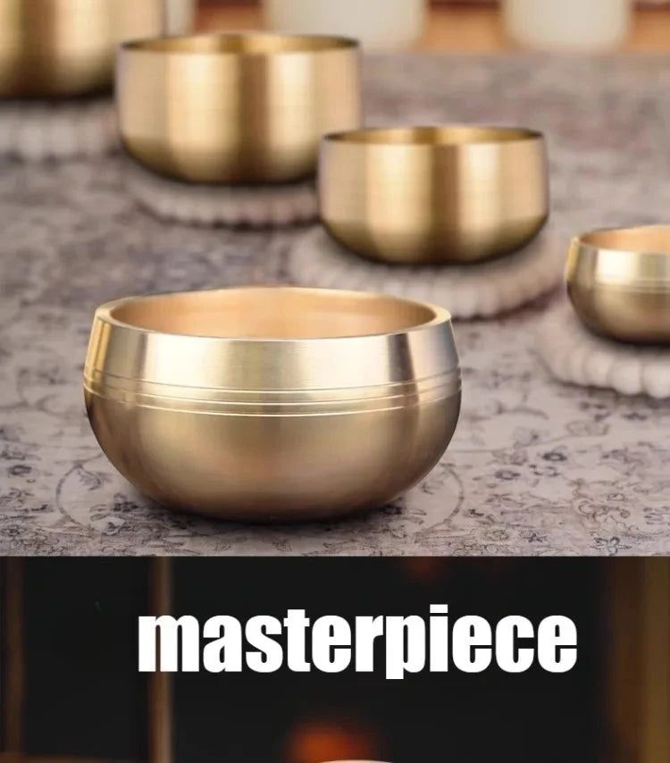 Copper Singing Bowl Buddhism Meditation Sound Healing Sound Bowls Tibetan Original Nepal Singing Bowl Yoga Musical Instruments - AMULET RING STORE