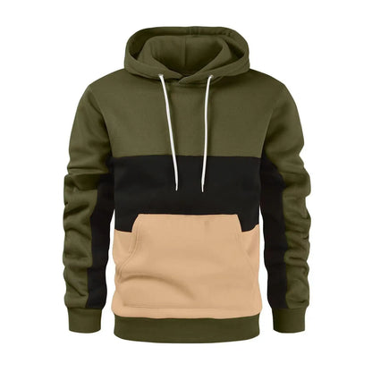Tops 2023 Korean Style New Men Vertical Bar Color Matching Sweatshirts Casual Streetwear Loose Drawstring Hoodies S-5XL
