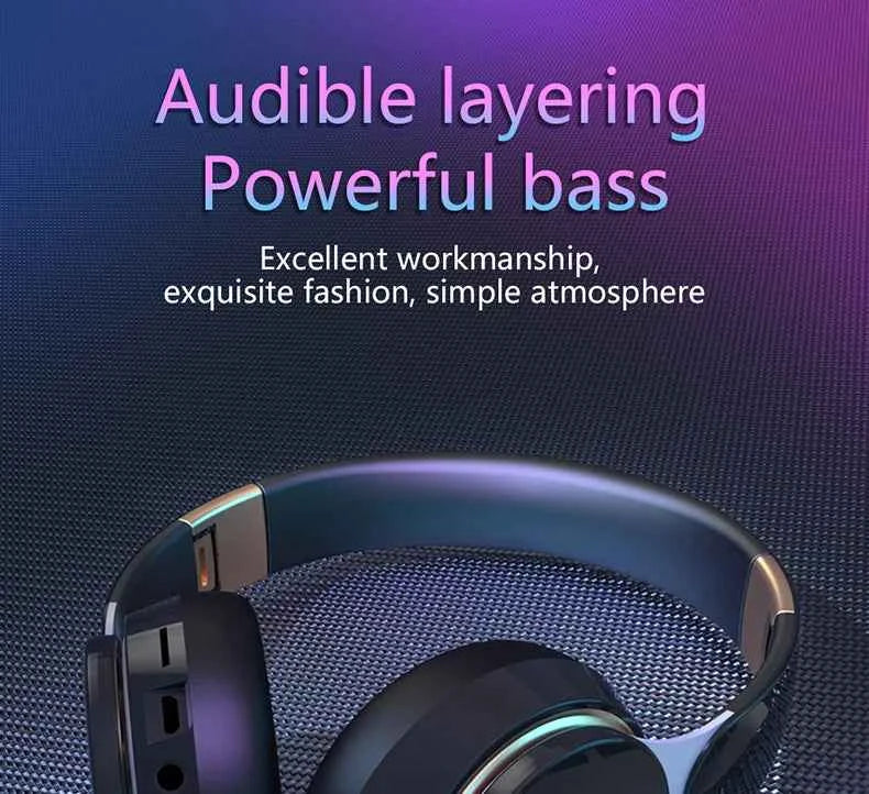 Headphones Bluetooth Wireless Headsets With Mic Music Gaming Sports Earpieces Great Bass Earphones Foldable Support TF SD-Card