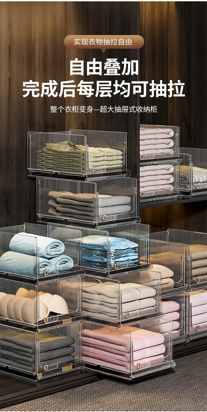 Large Capacity Foldable Storage Box Plastic Clothes Organizer Transparent Home Storage Trunk for Clothes Sundries Organizer - AMULET RING STORE