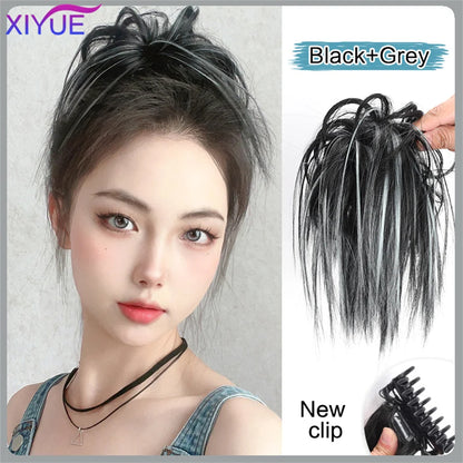 XIYUE Synthetic Messy Hair Bun Tousled Hairpiece Elastic Band Chignon Curly Scrunchie Updo Cover Hair Tail for Women Pink - AMULET RING STORE