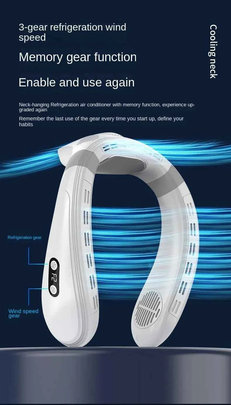 2024 New Neck Air Conditioner Portable Neck Fan Rechargeable Semiconductor Cooling Bladeless Fan Wearable Cooler multi purpose