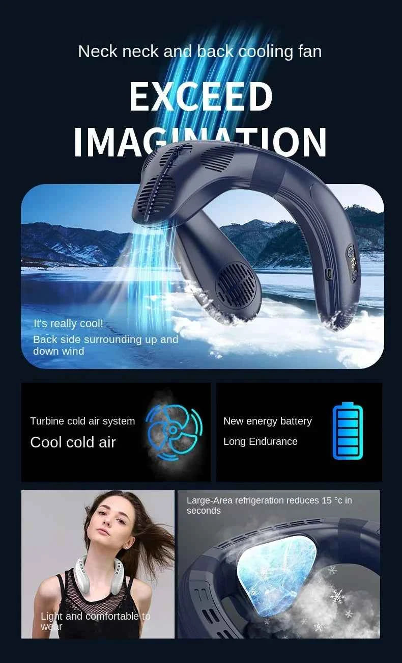 2024 New Neck Air Conditioner Portable Neck Fan Rechargeable Semiconductor Cooling Bladeless Fan Wearable Cooler multi purpose