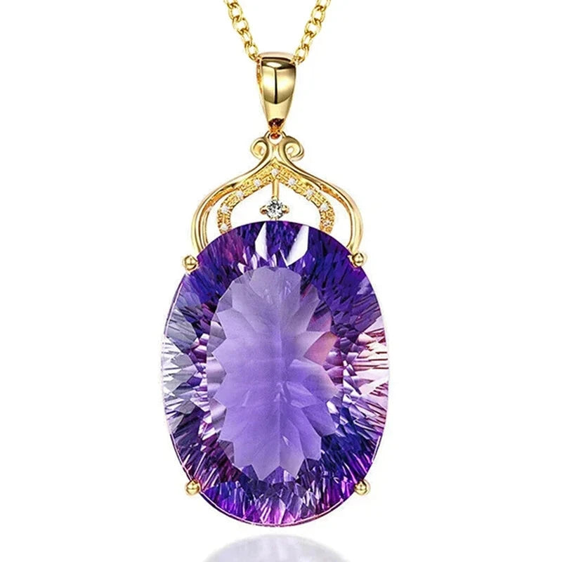 CAOSHI Simple Trendy Pendant Necklace for Lady Temperament Charming Jewelry with Bright Purple Zirconia Luxury Accessories Gift - AMULET RING STORE