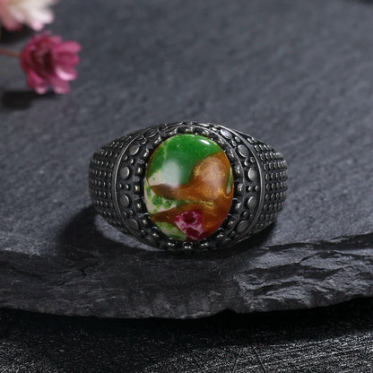 Vintage Natural Emperor Stone Ring S925 Silver Retro Hollow Luxury Fine Jewelry Wedding Gift for Women - AMULET RING STORE