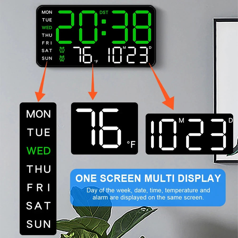 Car LED Digital Alarm Clock Hanging/Standing Electronic Clock Temperature/Date Display Boarderless Wall-mounted Clock USB