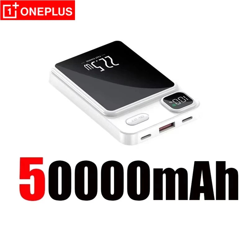 OnePlus 50000mAh Magnetic Wireless Charger Power Bank External Battery Fast Charging PowerBank For Android iPhone 15 16 Xiaomi - AMULET RING STORE