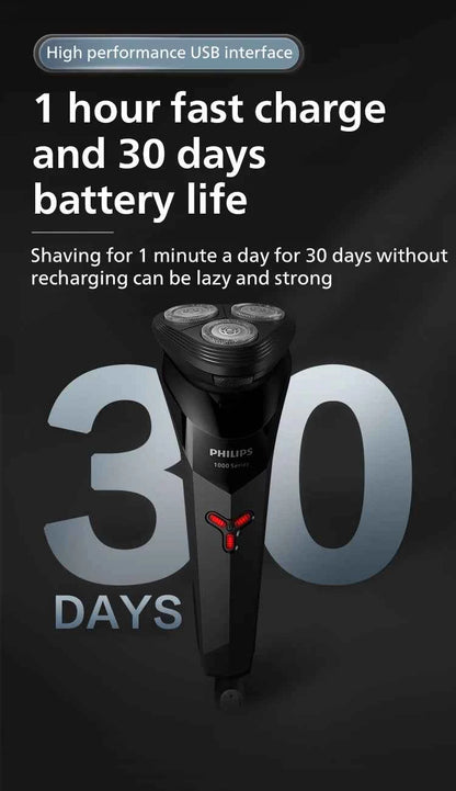 PHILIPS S1113 Electric Shaver USB Charge Stainless Steel PowerCut Blade Razor Triple Floating Head Men Fast Shave Beard Trimmer