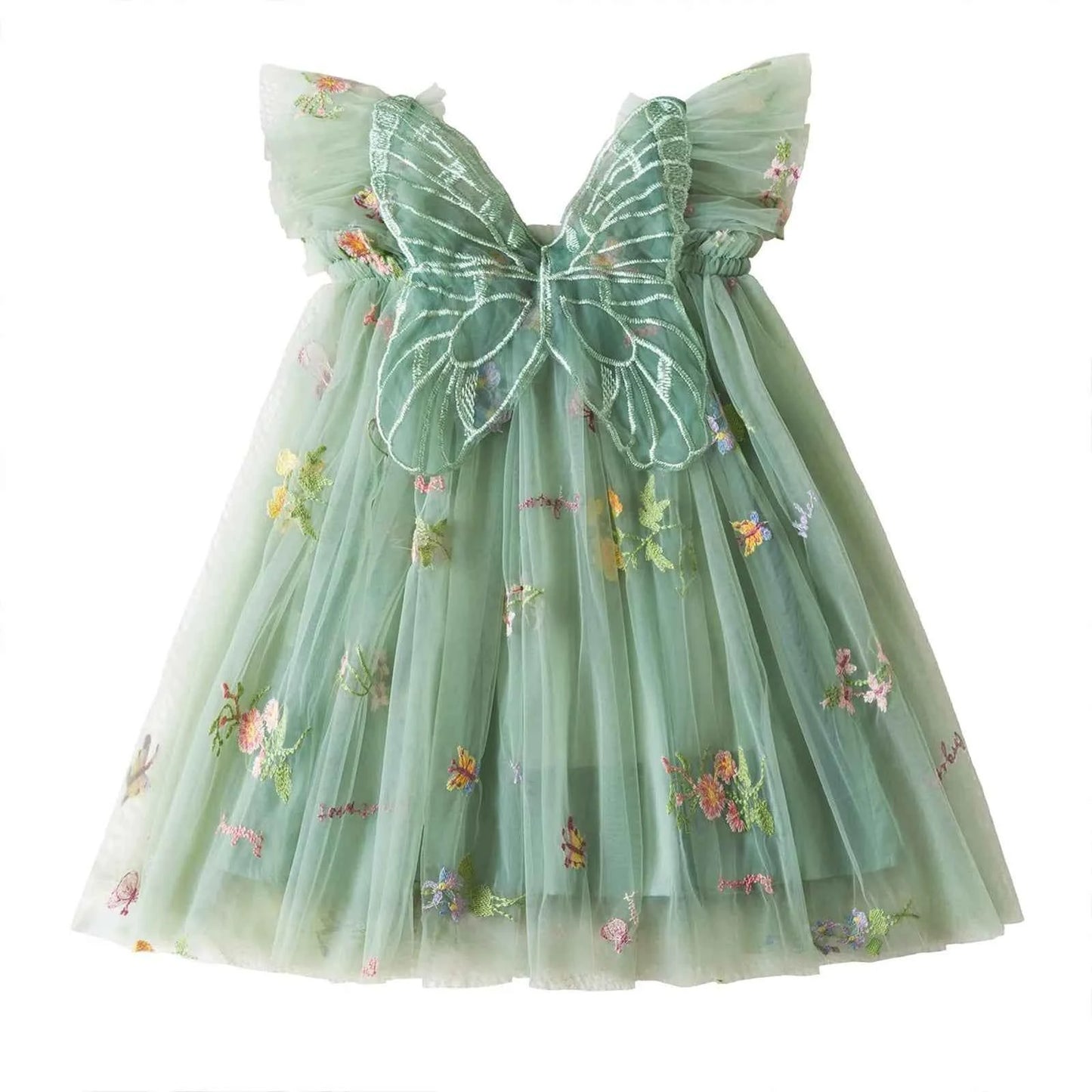 Delicate Party Prom Evening Dress Colorful Flower Embroidery Dresses Fashion Butterfly Princess Dress Birthday Princess Clothes
