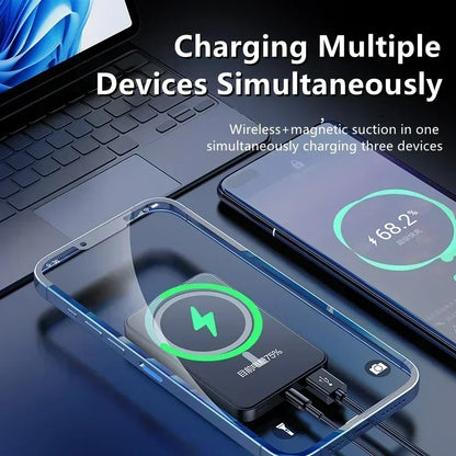 30000mAh MagSafe Power Bank - 15W Magnetic Wireless Charger with PD Fast Charge for iPhone 15/14/13 (Qi-Certified for Android) - AMULET RING STORE