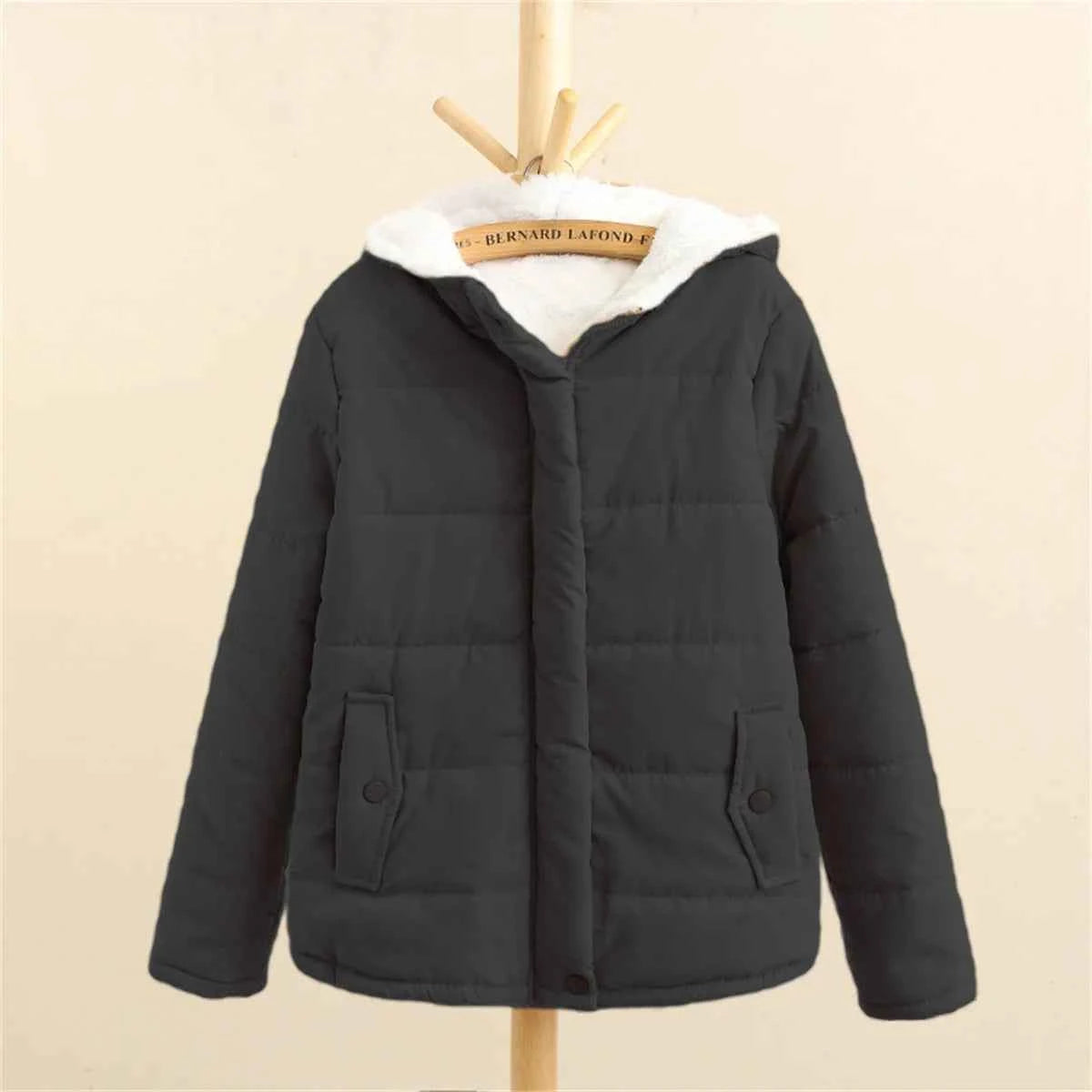 Women Autumn Winter Padded Coat Zip Up Long Sleeve Korean Hooded Jacket Fashion Solid Warm Clothes Casual Outfit Coats Street