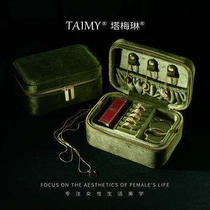 TAIMY Personalized Velvet Jewelry Box Double Layer Design High Capacity Travel Ring Necklace Earrings Jewellery Organizer - AMULET RING STORE