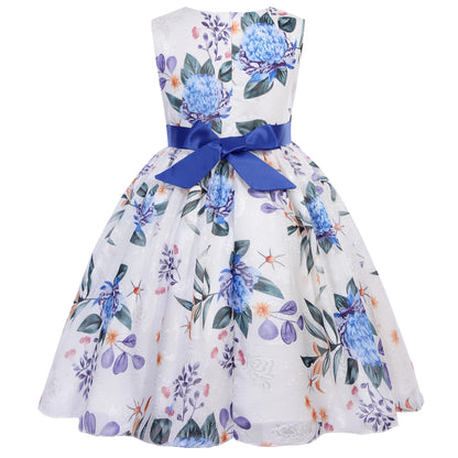 Sweet style children's dress, a dress with bow patterns suitable for middle-aged to older children, a flower girl style fashion
