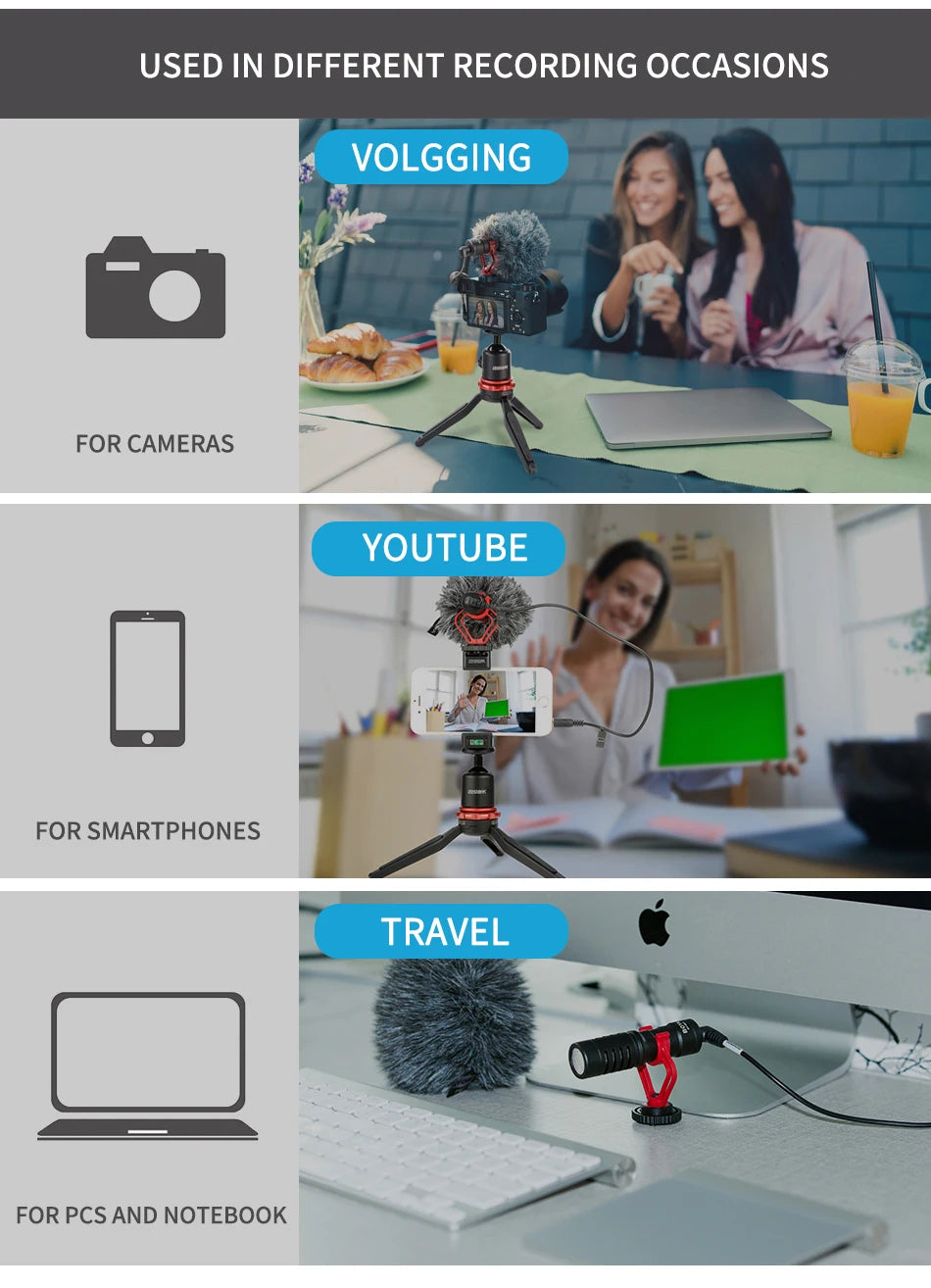 BOYA BY-MM1 Professional Cardioid Shotgun Microphone for iPhone Android Smartphone PC Canon Nikon DSLR Camera Recording Vlog