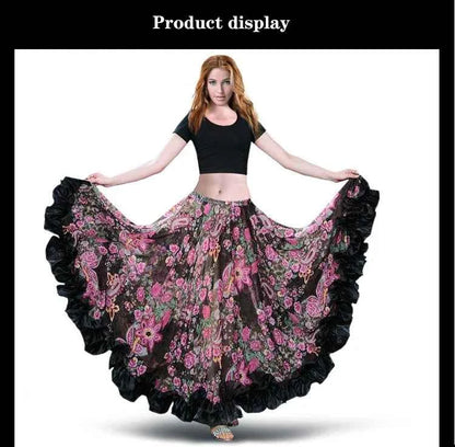 Spanish Belly Dance Skirt Dress New 360 Degree Big Swing Dance Skirt Opening Dance Oriental Dance Skirt Gypsie Tribal Long Skirt