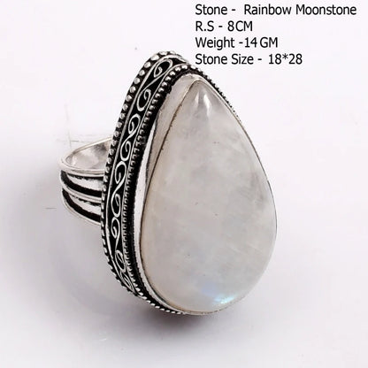 Genuine Turquoise Labradorite Moonstone Owyhee Opal Amazonite Ruby Zoisite  Ring
