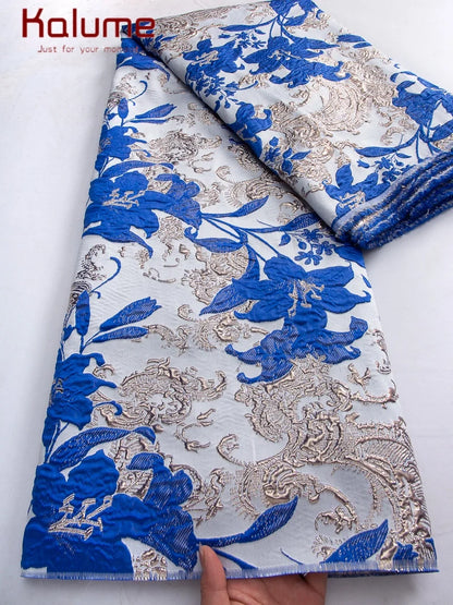Kalume 2025 African Gilding Jacquard Lace Fabric High Quality Brocade Lace Fabric Ship From U.S. For Sewing Party Dress F4329