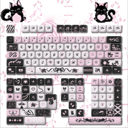 134 Keys Pink Cat  MOA Profile PBT Keycaps Customs Dye Sub Key caps for 61/87/104 Cherry MX Switch Gaming Mechanical Keyboard