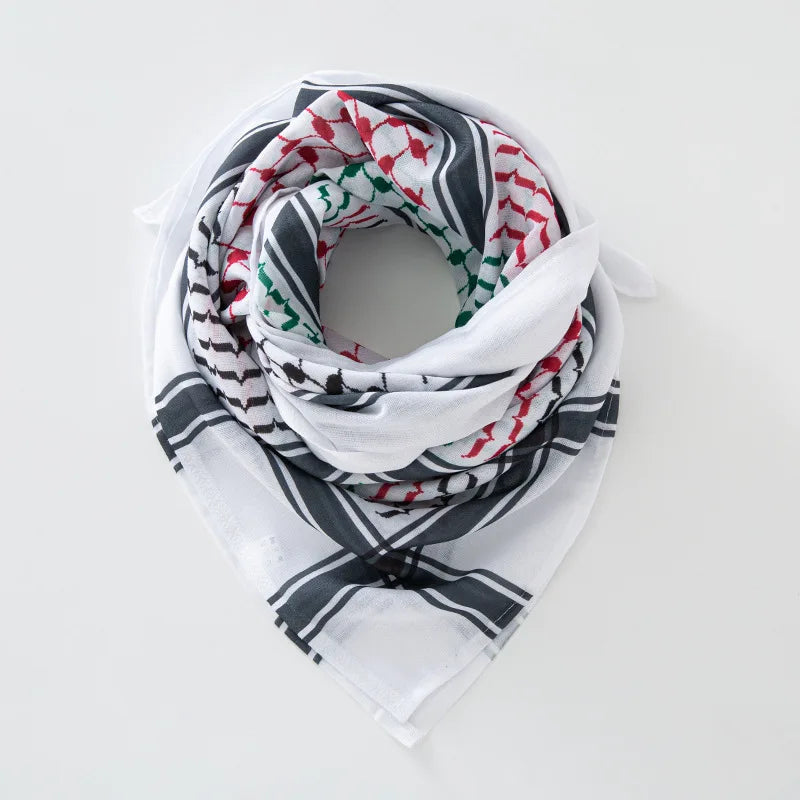 136X133CM Tactical Desert Shemagh Keffiyeh Arab Tessel Scarf Wrap Outdoor Windproof Dustproof Face Protective Scarf Men Women - AMULET RING STORE