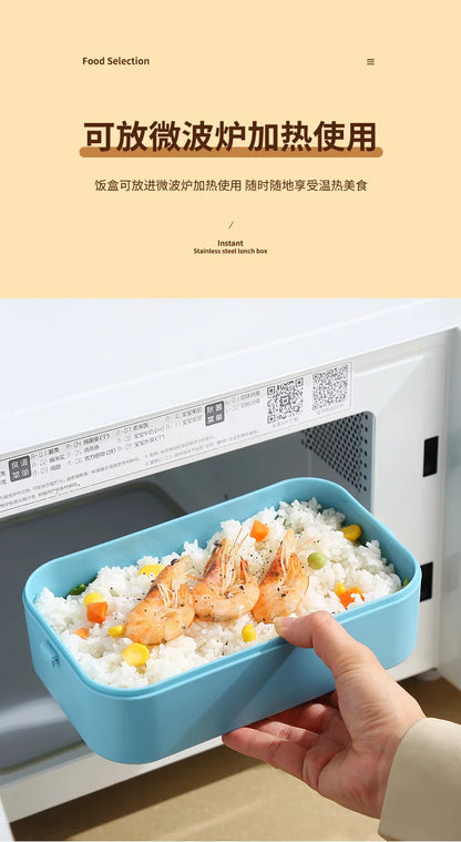 304 stainless steel lunch box for kids adult portable Microwavable insulated bento compartment multilayer food storage container - AMULET RING STORE