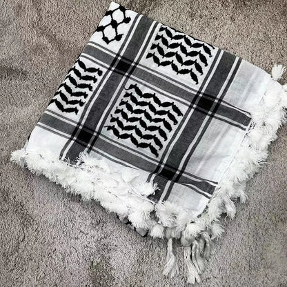 Military Shemagh Tactical Desert Scarf Shemagh Scarf Men Neck Head Wraps for Men Cotton Keffiyeh Arab Wrap with Tassel - AMULET RING STORE