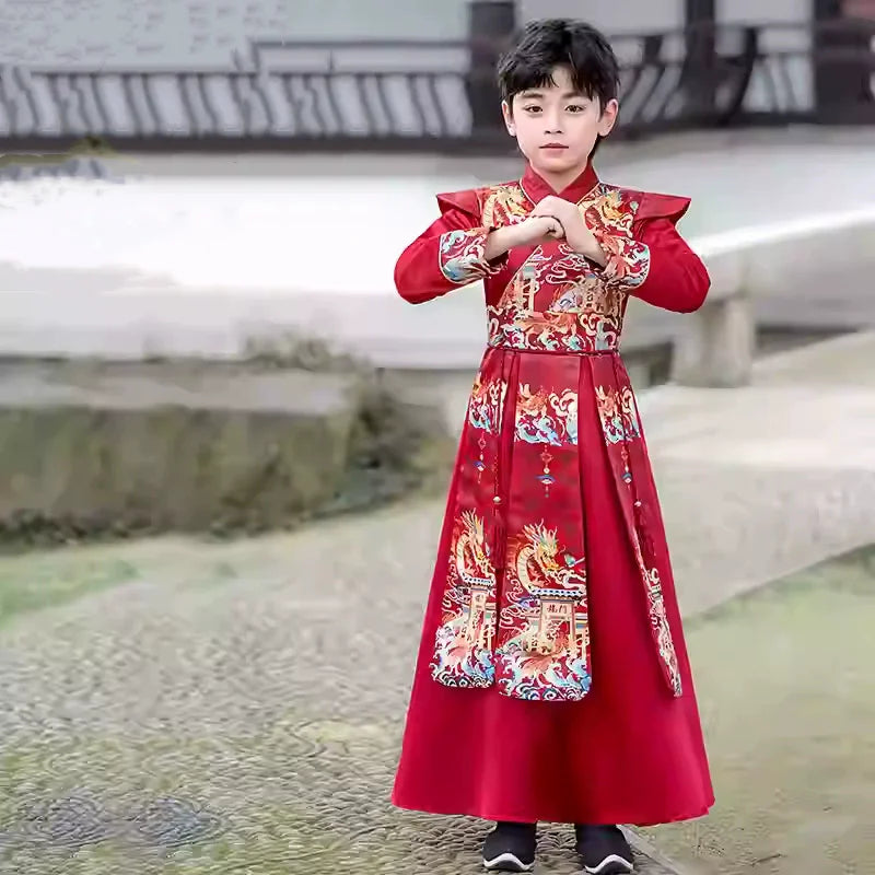 Long Sleeve Boy Hanfu Modern Dress Baby Cosplay Boys Outfit Ancient Stage Kids Clothing Vestidos Casual Children Chinese Costume