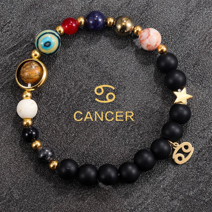 Cosmic Galaxy Solar System Bracelet for Women Men Natural Stone Beads 12 Constellations Bracelet Adjustable Bangle Jewelry Gifts
