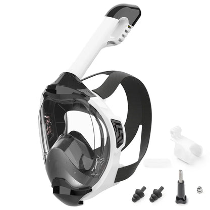 Full Face Snorkel Mask with Latest Dry Top Breathing System Detachable Camera Mount for Adults Panoramic View Anti-Leak Anti-Fog - AMULET RING STORE