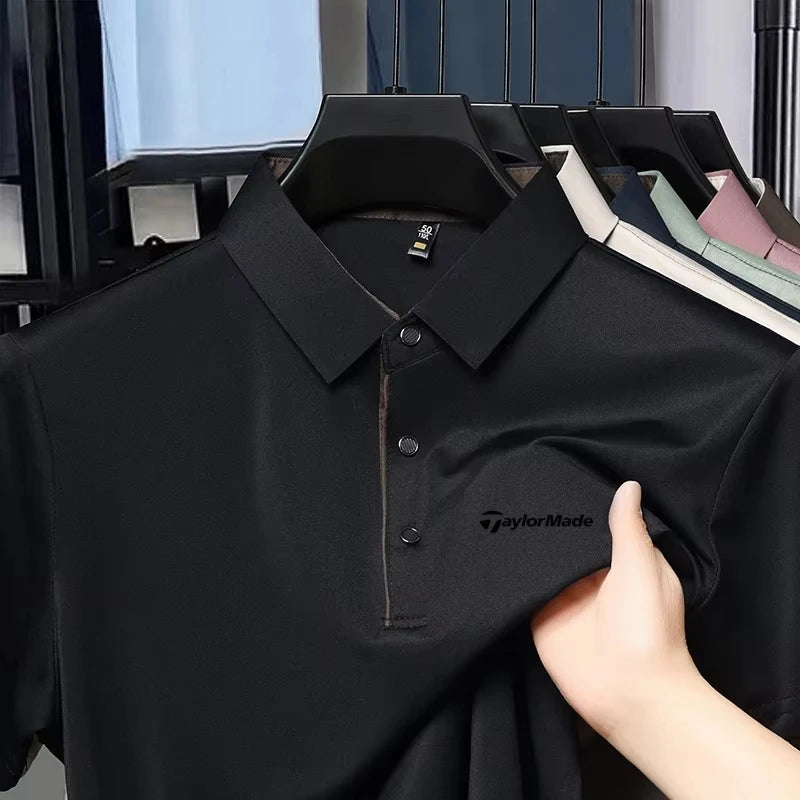 Fashionable Classic Men's Summer New Golf Collar Business Leisure Style Luxury Brand Letter Printed High end Leisure T-shirt