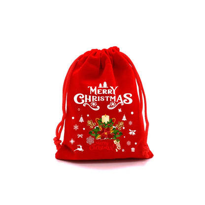 1PC Red Christmas Velvet Bags Drawstring Pouch Candy Gift Bag Bracelet Earrings Necklaces Jewelry Packaging Storage Bags - AMULET RING STORE
