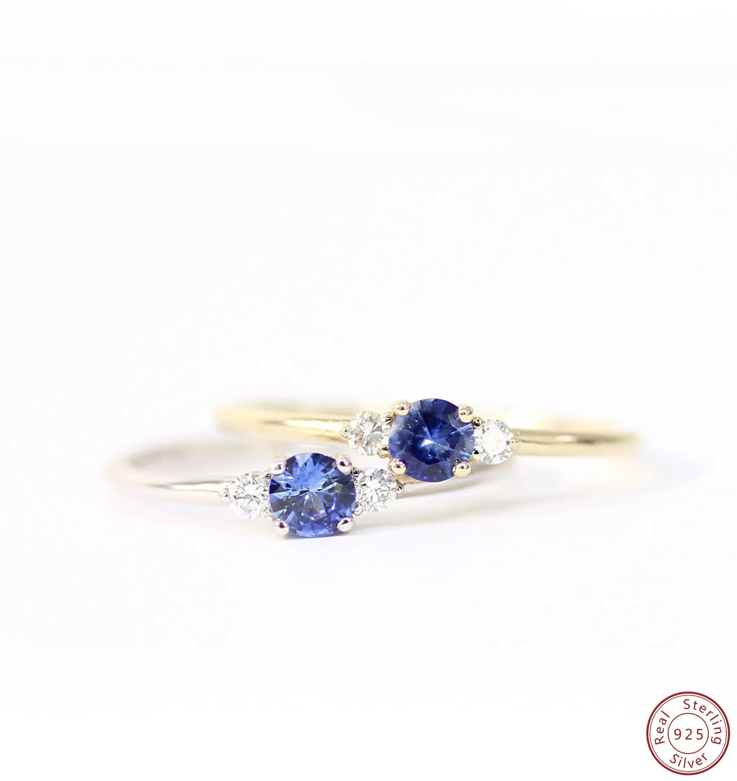 100% 925 Sterling Silver 3 Color Hot Sale Simple Color Ice Crystal Sapphire Ring Female zircon Rings For Women gold color Jewelr