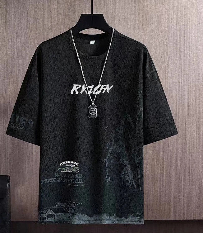 Clothes for Men Slim Fit Chic Basic Kpop Casual Cool Grey Pants Sets Male T Shirt Stretch Loose High Quality 5xl Luxury Xl S Top