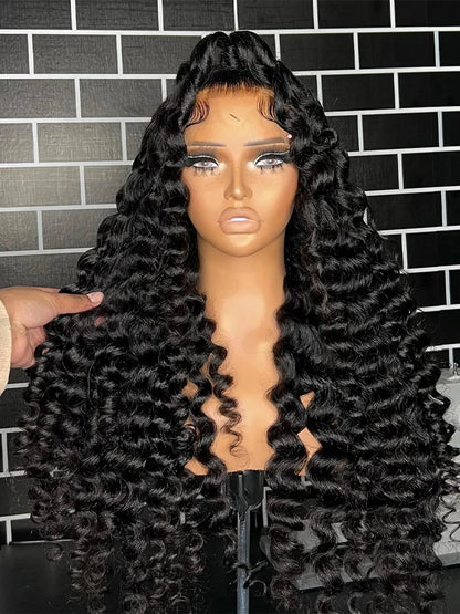 Loose Deep Wave 13x4 Lace Front Human Hair Black Wigs Deep Wave Brazilian 5x5 Closure Wear And Go Glueless Human Hair Curly Wigs - AMULET RING STORE