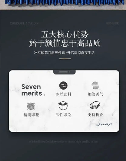 3Pcs/Lot Double Bed Sheet Set Classic Lace Royal Blue Bed Sheet Bed Skirt