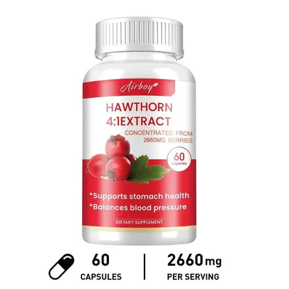 Hawthorn Berry Extract Capsule - Supports Digestive Health, Promotes Energy Production, Blood Circulation, and Boosts Immunity - AMULET RING STORE