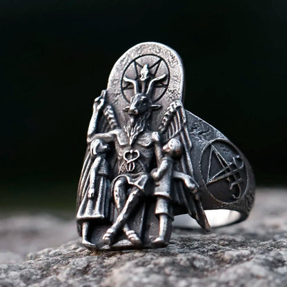 2022 NEW Men's 316L stainless-steel rings Vintage Lucifer Satan Punk Rock Personality Religion Jewelry Gift free shipping