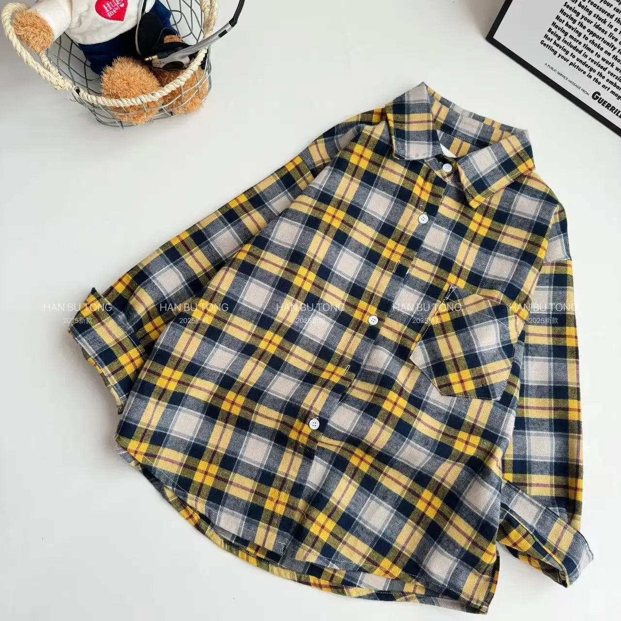 2025 Spring Girls Plaid Shirt Comfort Fashion Teen Kids Tops Clothes Casual All-match Long Sleeve Children Blouse 10 12 13 Years