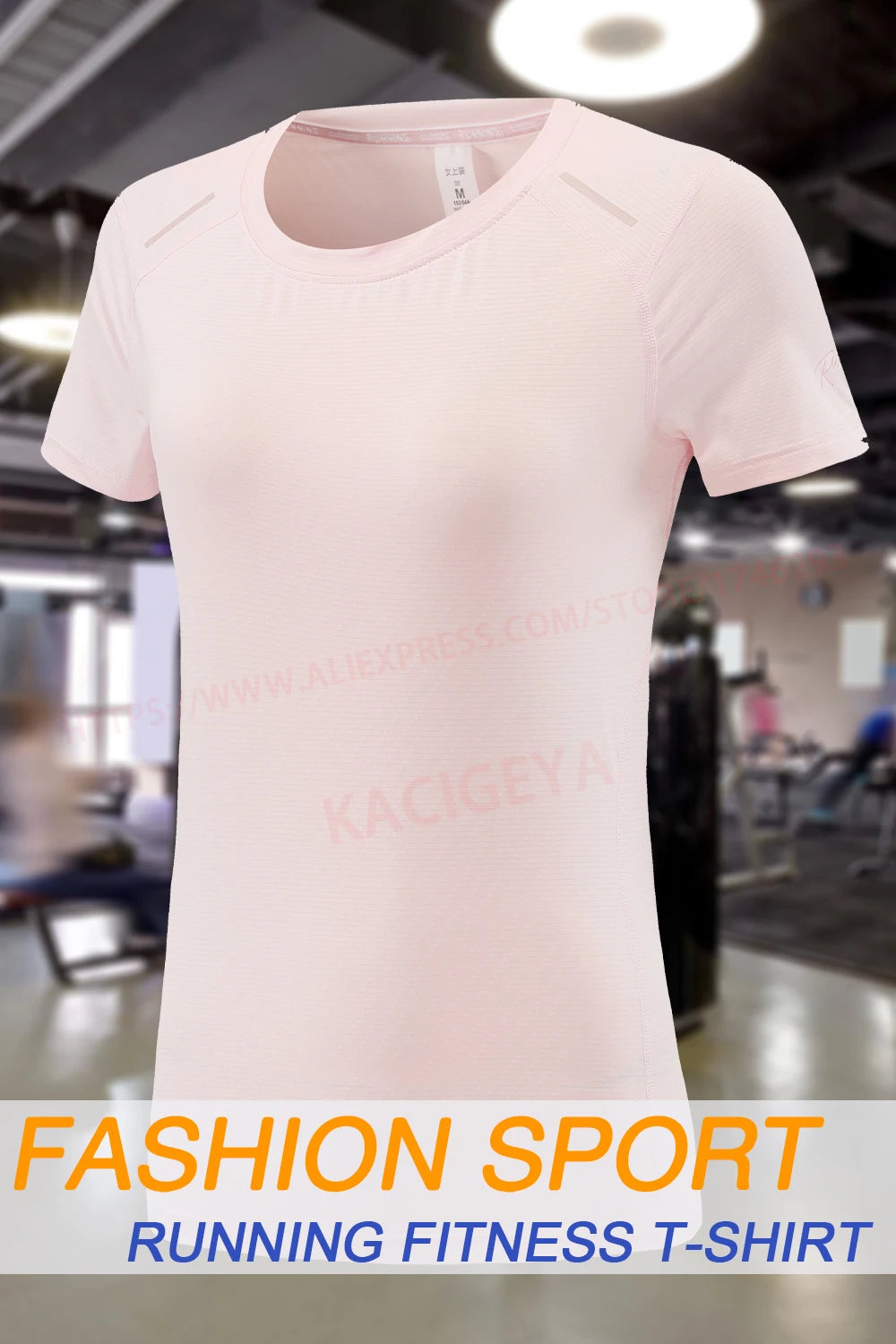 Women Print Running Short Sleeve Slim Elastic Yoga Breathable Mesh Tshirt Female Jogging Training Fashion Solid Fitness Tee - AMULET RING STORE