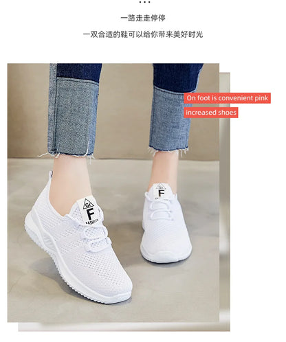 Women's shoes 2025 mesh breathable comfortable sports shoes soft sole lightweight fashion casual shoes - AMULET RING STORE