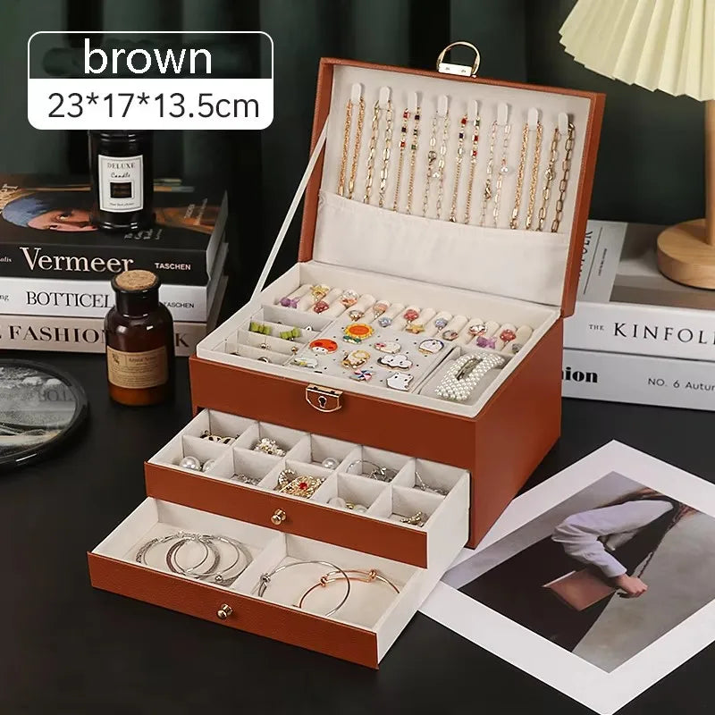 Three-layer Jewelry Storage Box for High-end Exquisite Necklaces, Earrings,Gold Jewelry and Hand Accessories with Large Capacity - AMULET RING STORE