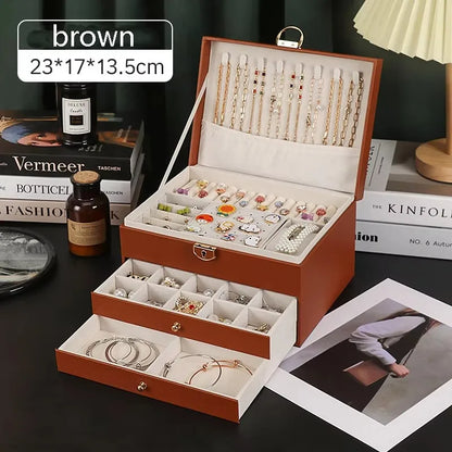 Three-layer Jewelry Storage Box for High-end Exquisite Necklaces, Earrings,Gold Jewelry and Hand Accessories with Large Capacity - AMULET RING STORE