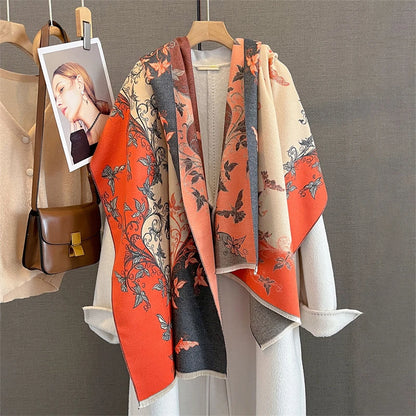 2025 Winter Warm Cashmere Scarf for Women Luxury Print Pashmina Shawl Wrap Neckerchief Female Bufanda Echarpe Design Headband - AMULET RING STORE