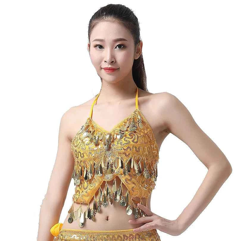 Sexy Belly Dance Bra Top Women's Sensual Strap Hanging Ne Vest Dance Clothing Adult Fem Polyester Sportswear Yoga Fitn