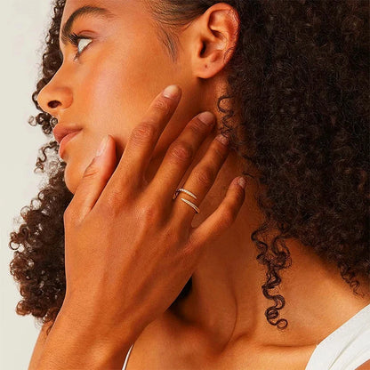 Huitan Real 925 Sterling Silver Gold Color Opening Rings Female Trendy Simple Adjustable Accessories Sparking Engagement Jewelry - AMULET RING STORE