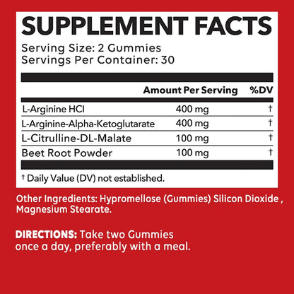 L-Arginine Supplement - Strengthens Muscles and Supports Blood Flow, Circulation, Nutrient Delivery and Pumping - AMULET RING STORE