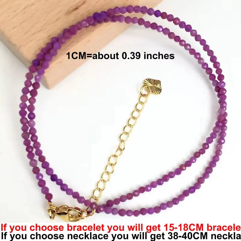 Fashion 2-3mm Faceted stone beads Necklace bracelet Pink Quartz Crystal zircon amethyst Choker Men Female Jewelry Party Gift - AMULET RING STORE