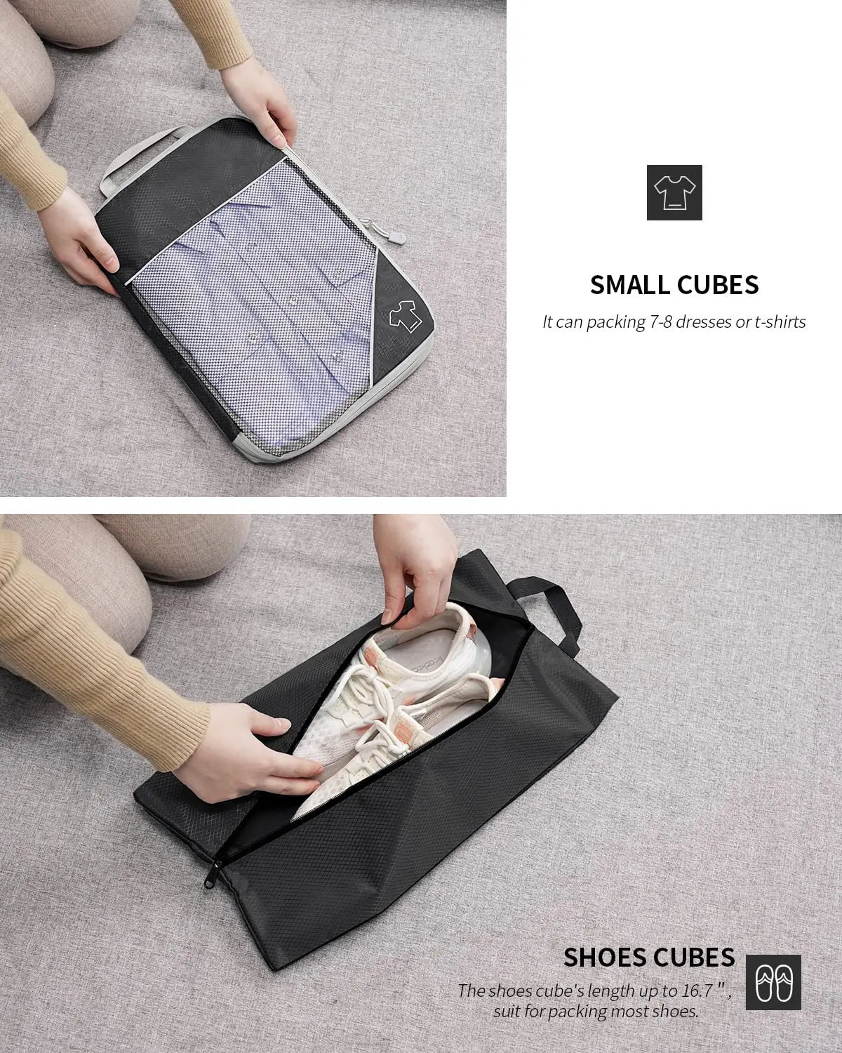 3/6PCS Compressed Packing Cubes Travel Storage Set With Shoe Bag Mesh Visual Luggage Organizer Portable Lightweight Suitcase Bag - AMULET RING STORE