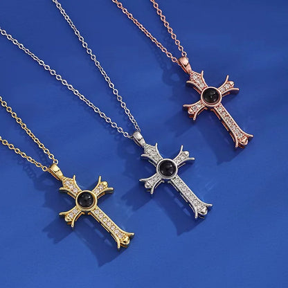 Fashion Projection Necklace Jewelry Personalized Photo Custom Cross Pendant Suitable For Male And Female Couples To Give Gifts - AMULET RING STORE